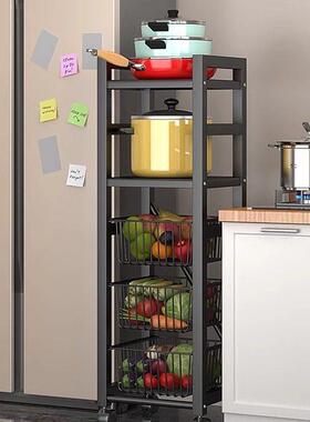 厨房蔬菜置物架INU物落地层多层篮子收纳架夹缝可抽菜拉果蔬零食