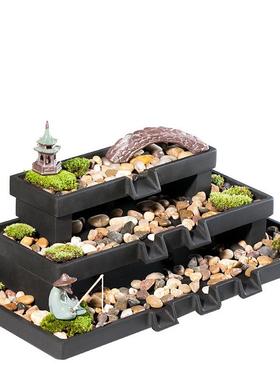 古都ESB布简环约现代荷花缸石槽鱼缸循瀑流水器摆配件水景装饰造