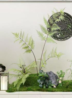 彷真绿色植物造景室内合蕨类植物堆组苔楼梯下橱窗花槽假HE-225藓