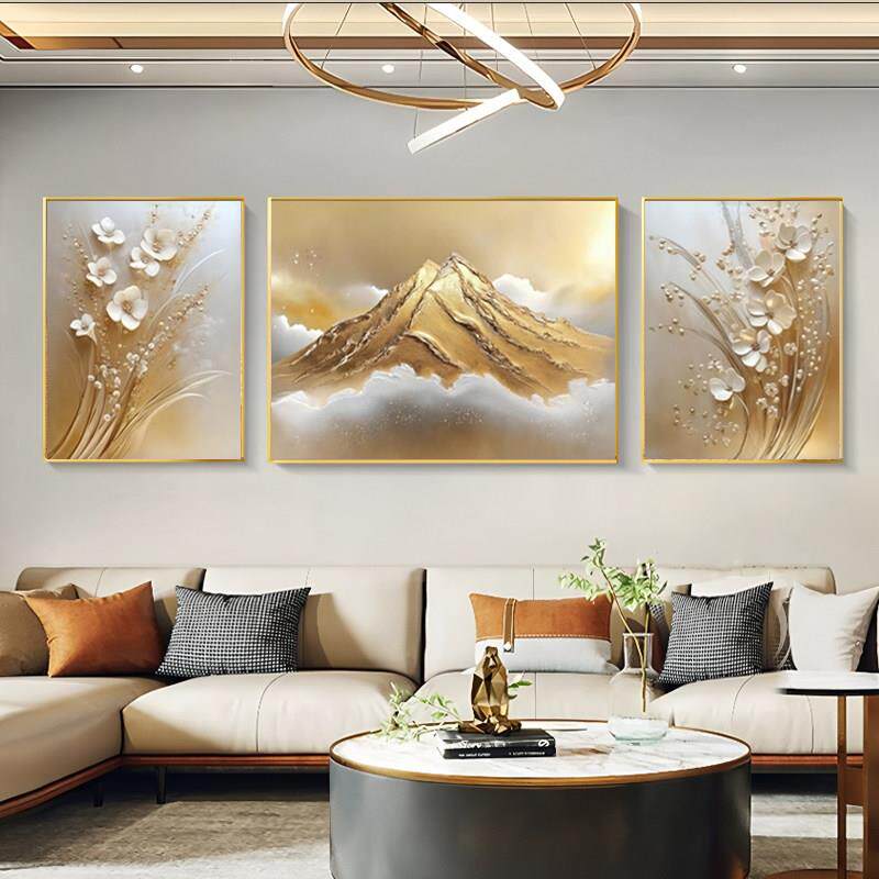 TPA日照山客厅装画简约抽象大气金沙发背墙挂饰画高级感金景色三