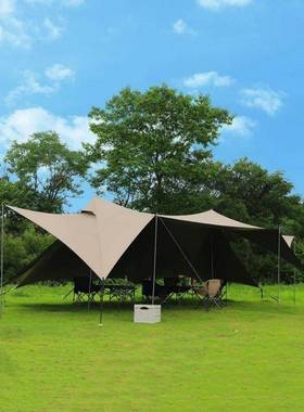 公狼户外超大营黑露全遮光防VLS晒防雨帐胶篷双峰遮阳棚云穹顶顶