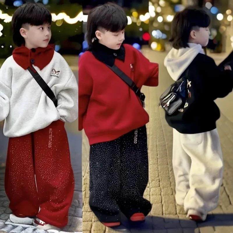 OMI欧米优选男童马年加绒卫衣闪钻弯刀裤套装冬装痞帅炸街休闲衣,童装/婴儿装/亲子装,套装,淘宝优惠券,粉丝福利购,淘宝优惠卷