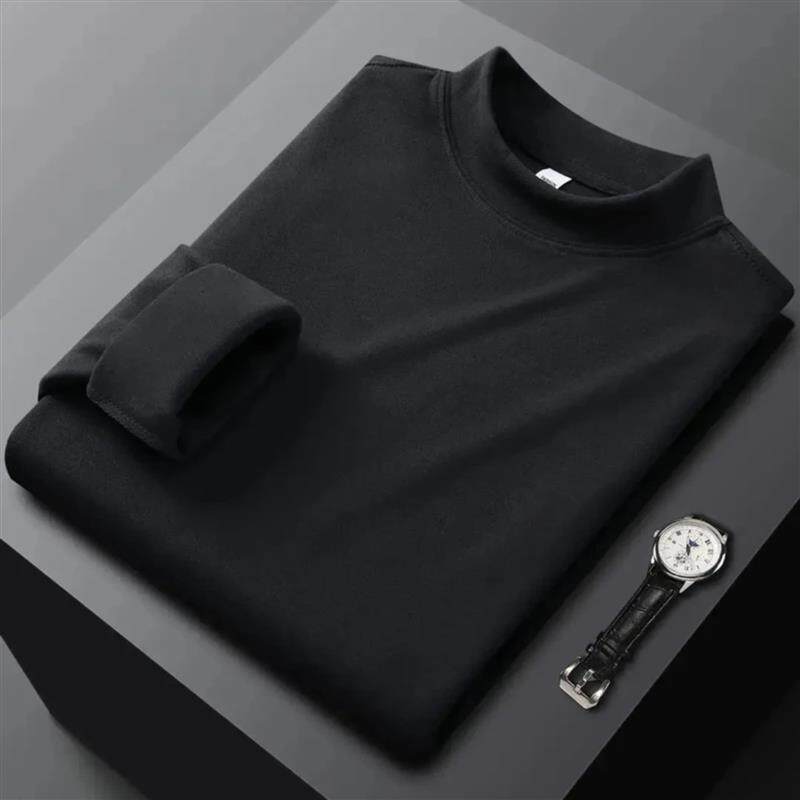昭辉Studio双面德绒半高领打底衫男秋冬长袖T恤中领保暖加厚卫衣