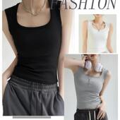 启晟百货店春夏吊带背心女内搭外穿遮副乳工字纯色宽肩带打底上衣