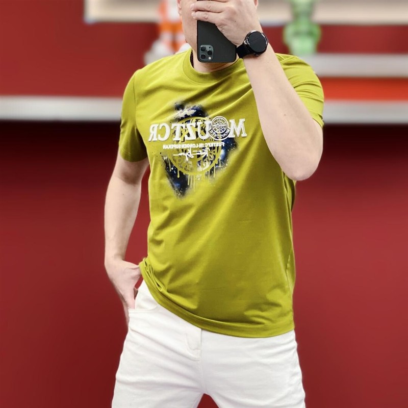 锋界服饰欧货夏季新款男士圆领刺绣印花短袖T恤时尚百搭修身半袖