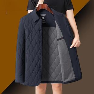外套加厚夹克 桑蚕丝棉衣D翻领中年爸爸装 华禹精选好物男装 秋冬季