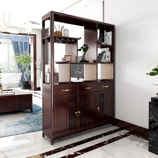 客厅隔断柜轻奢实木双面玄关酒柜餐厅原木门厅屏风置物架 新中式