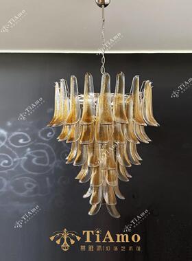 法式Murano穆拉诺中古风吊灯设计师覆古酒店挑空客厅花瓣玻璃吊灯