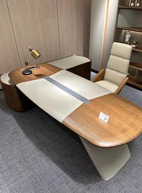 2024新款轻奢时尚办公桌子老板桌实木大班台简约现代总裁桌2.8米