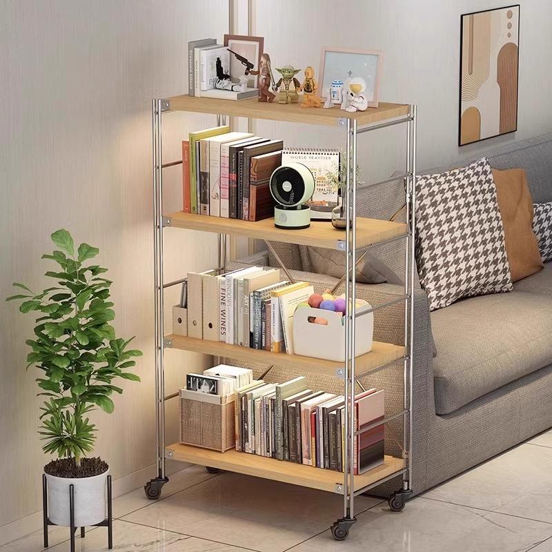 日式原木置物架厨房微波炉收纳架多层展示架阳台家用落地架储物架