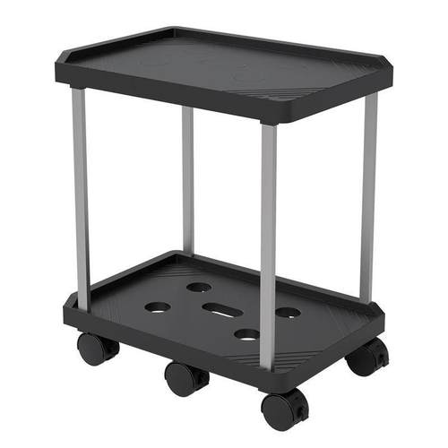 双层主机托架车 大尺寸高承重 白色 黑色 带轮 零食车