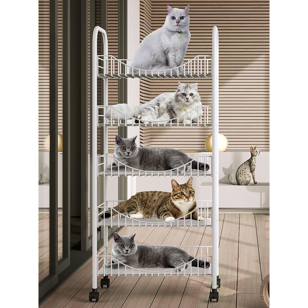 猫窝猫床猫咪置物架移动多层猫用品收纳架子客厅阳台放宠物床推车