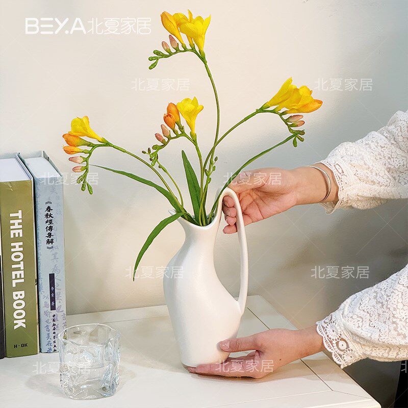 小清新仿真花香雪兰小苍兰家居餐桌装饰插花摆件软装摆件