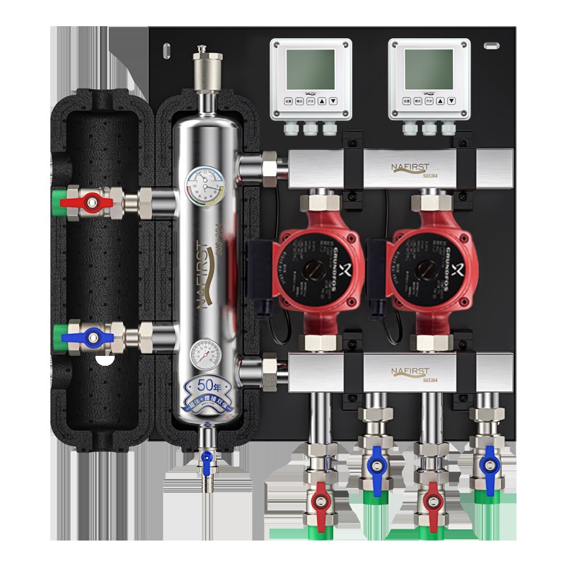 地暖混水中心家用混水器混水系统增压水泵耦合混水罐水力分压系统