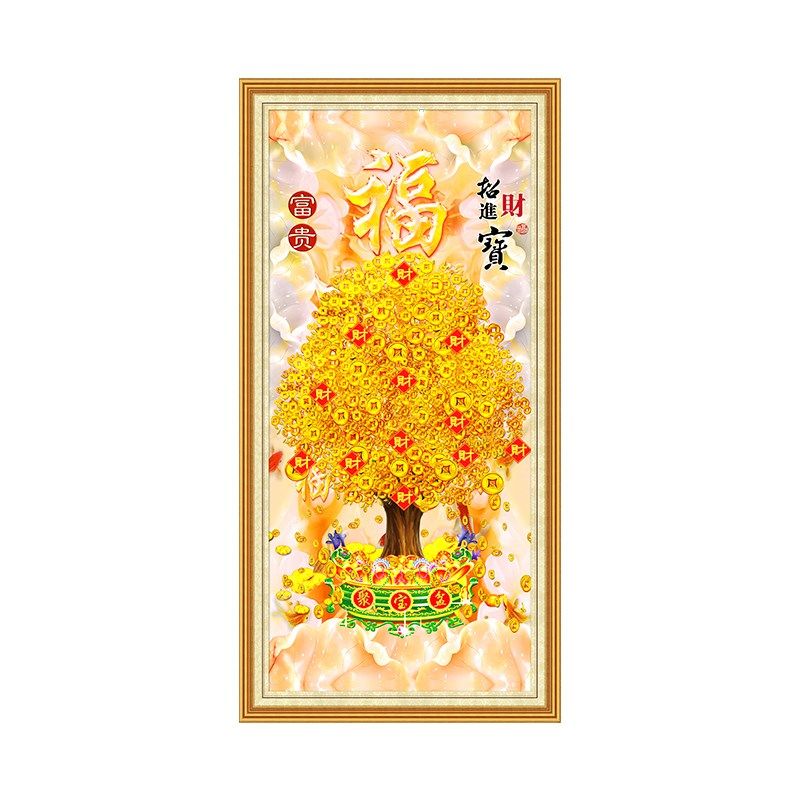 招财进宝玄关装饰画自粘油画布壁纸新入户客厅走廊过道墙画,家居饰品,现代装饰画,淘宝优惠券,粉丝福利购,淘宝优惠卷