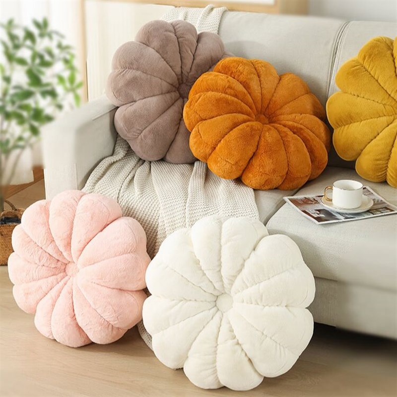 in小兔毛南瓜坐垫蒲团手工褶皱沙发靠垫办公室椅垫花型飘窗抱枕