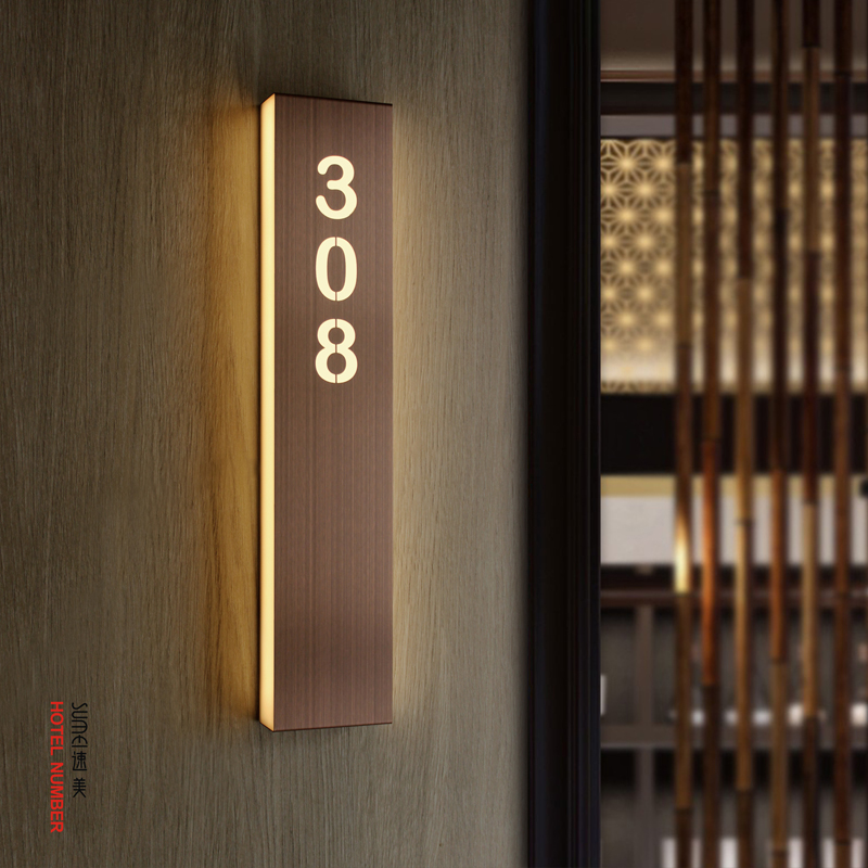 不锈钢发光门牌号酒店宾馆包厢号码牌美容店足浴公寓房间号牌定制
