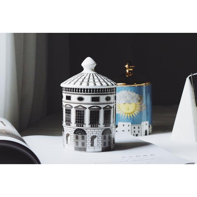 Lovely乌云太阳&黑白建筑艺术带盖子子的陶瓷装饰罐储物罐