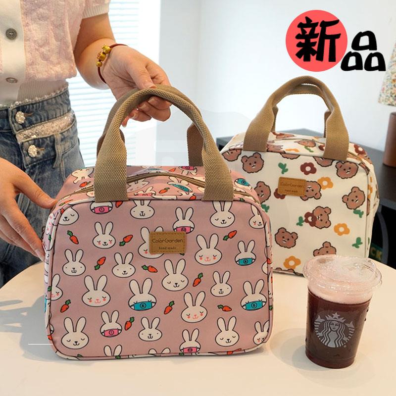 韩国保温防水便当包卡通学生便当盒袋大容量手提上班包可爱野餐包