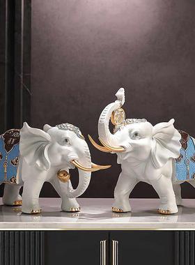 新中式大象一对摆件招财镇宅乔迁新居礼品客厅酒柜装饰电视柜摆件