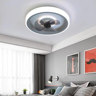 现代简约卧室摇头风扇吸顶灯六档变频书房间客厅餐厅静音电扇一体