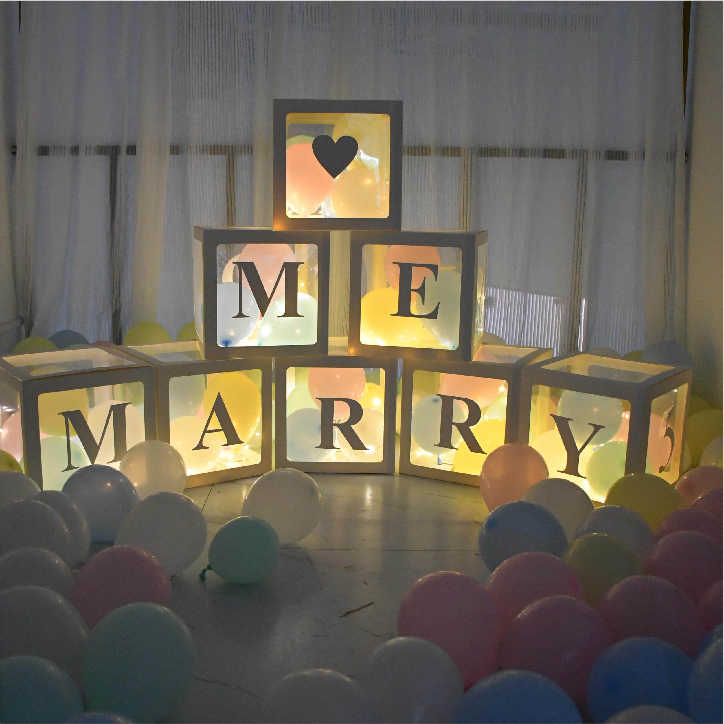 室内求婚布置表白love网红生日baby装饰marryme发光气球盒子简约