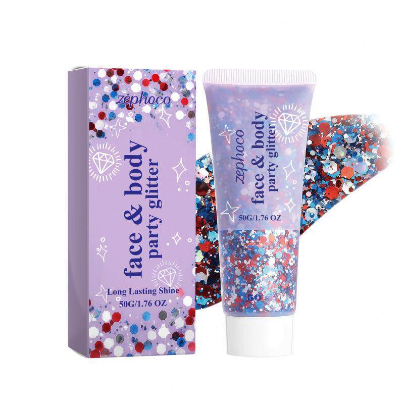 Red White and Blue Face Glitter 彩色啫喱亮片膏 自然显色