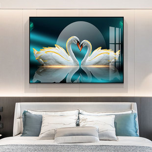 卧室床头装饰画现代卧房间挂画酒店宾馆壁画单幅横墙壁画