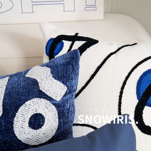 侘寂风抱枕蓝色系高级枕客厅沙发靠垫靠枕家用装饰异形车载腰枕