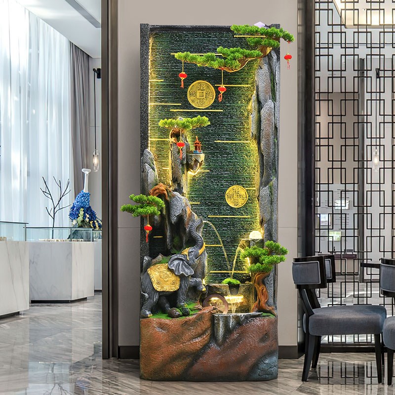 客厅假山落地流水摆件装饰品屏风玄关循环水景阳台造景水幕墙喷泉