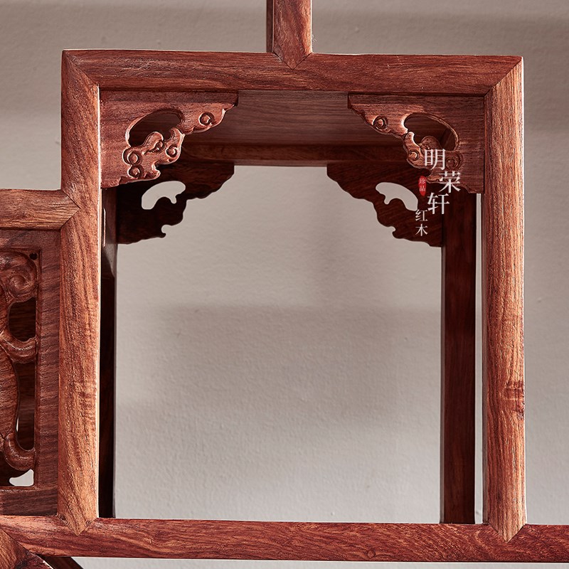 明荣轩红木家具刺猬紫檀电视博古架圆门多宝阁玄关中式实木花梨木