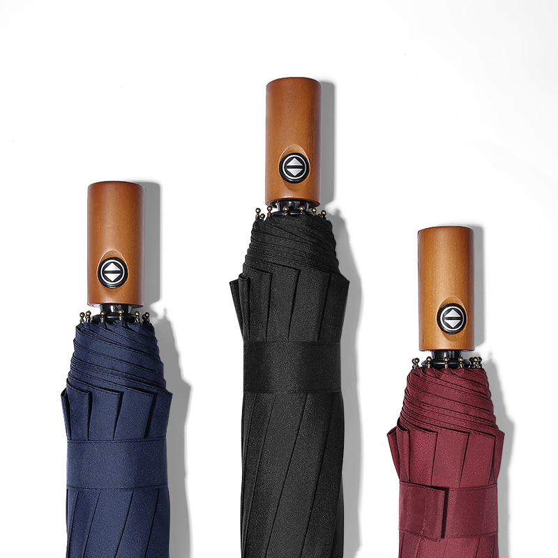 全自动雨伞男士大号抗风加固加厚晴雨两用自开自收木柄折叠伞男