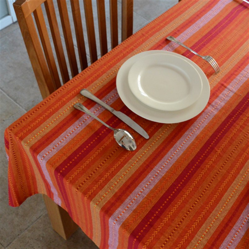 欧式现代时尚条纹色织全棉布艺餐桌布长方形客厅圆茶几布台布盖布