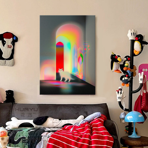 猫幻色彩多巴胺装饰画