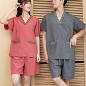 芈竹 男桑拿服足疗洗浴按摩浴衣家居睡衣 贡麻汗蒸服女情侣大码