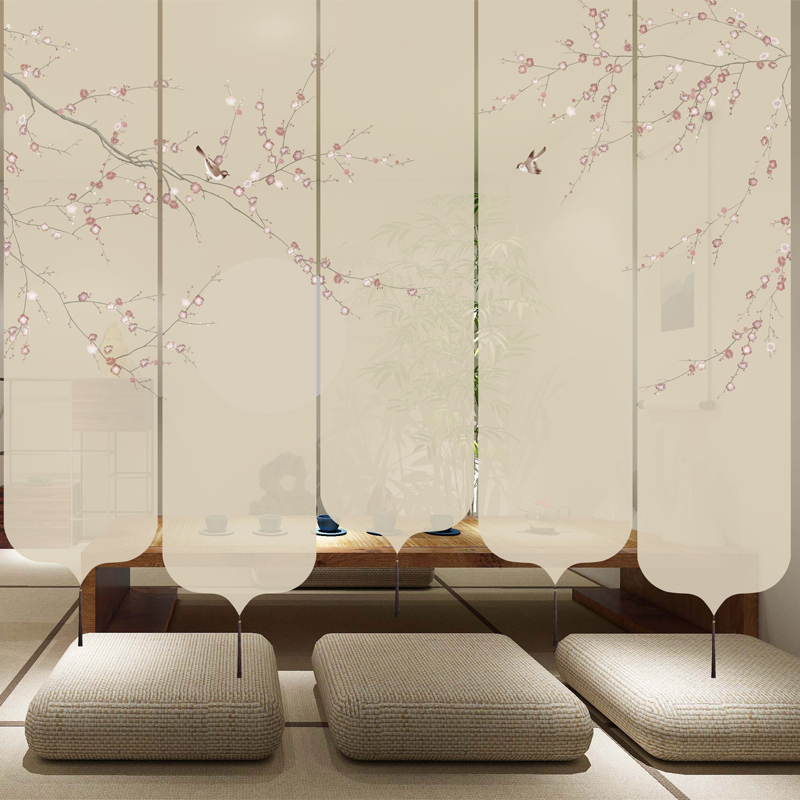 新中式禅意卷帘窗帘客厅茶室玄关屏E风帘隔断帘子挂式装饰门帘山