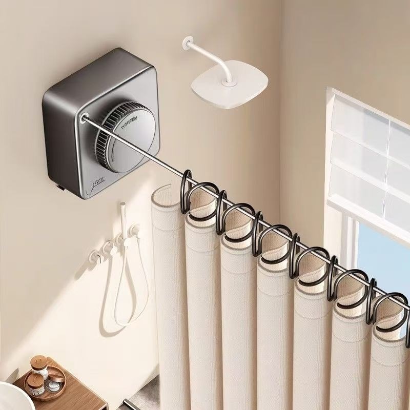 晾衣绳室内免打孔隐形伸缩晾衣神C器卫生间阳台绳子收缩晾衣架钢