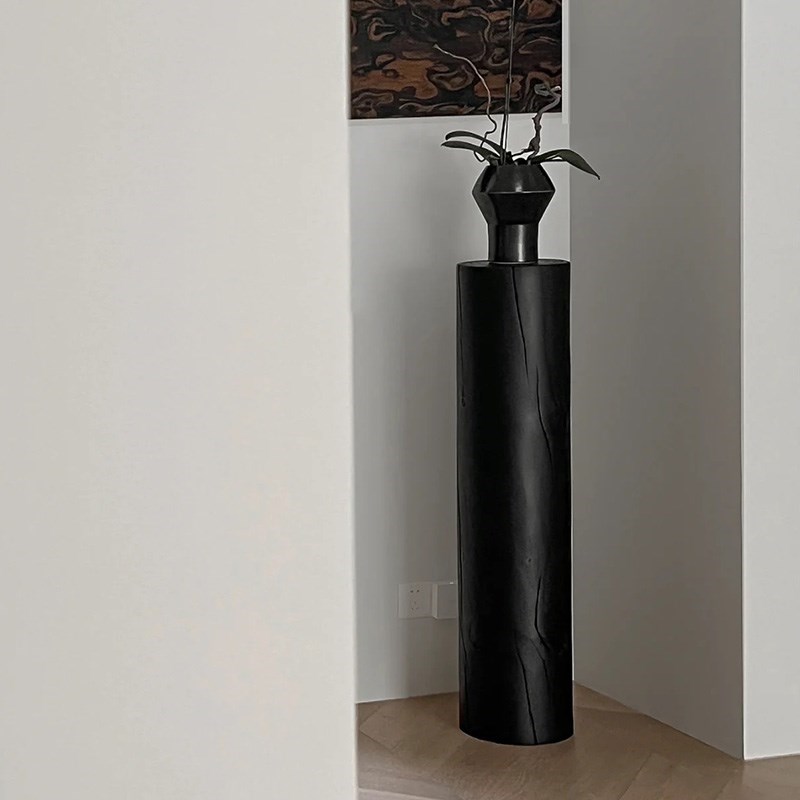 原木碳化木墩花架摆件客厅茶几边几侘寂风M民宿根T雕底座实木盆景