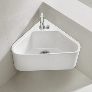 宾克斯三角形挂墙式陶瓷洗拖把池家用卫生间阳台壁挂转角拖布池