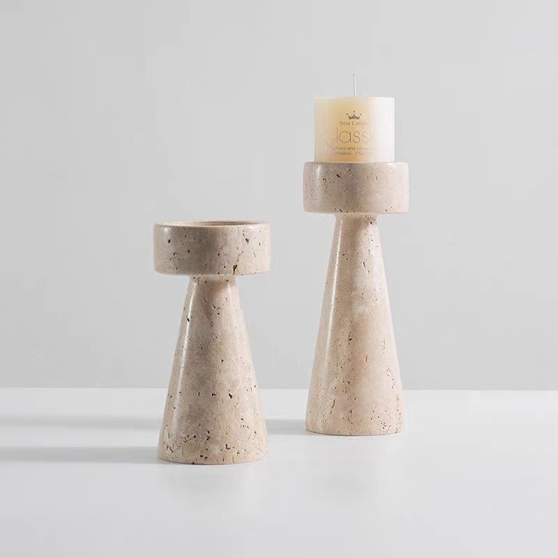 现代轻奢黄洞大理石烛台客厅餐桌C售楼部样板间家居艺术几何摆件