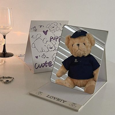 折叠小镜子化妆镜学生宿舍梳妆镜家用桌面台式大号可立可爱便携