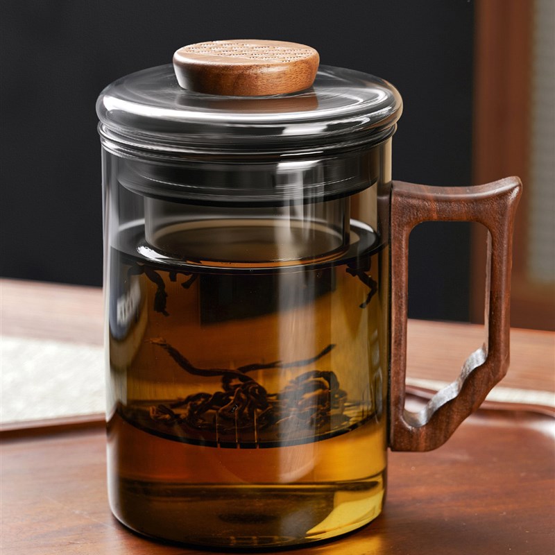 玻璃茶杯,茶水分离杯,过滤杯,男士制茶专用办公室水X杯,个人茶杯