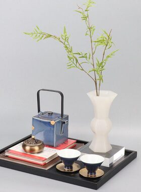 新中式描金禅意茶具花瓶花器组合摆件样板房间售楼处茶室茶几饰品