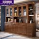 中式 2345门书橱架酒柜展示柜带玻璃门带边角柜一体组合 实木书柜