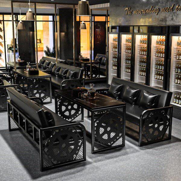 复古工业风创意酒吧卡座西餐厅剧本杀清吧小酒馆商用沙发桌椅组合