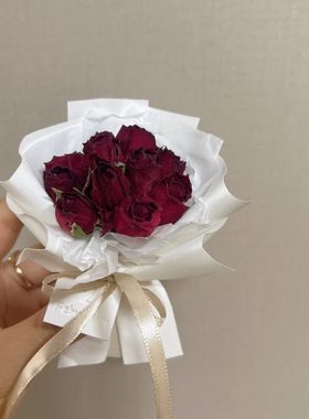 车载迷你干花定制深红色玫瑰车载干花花束