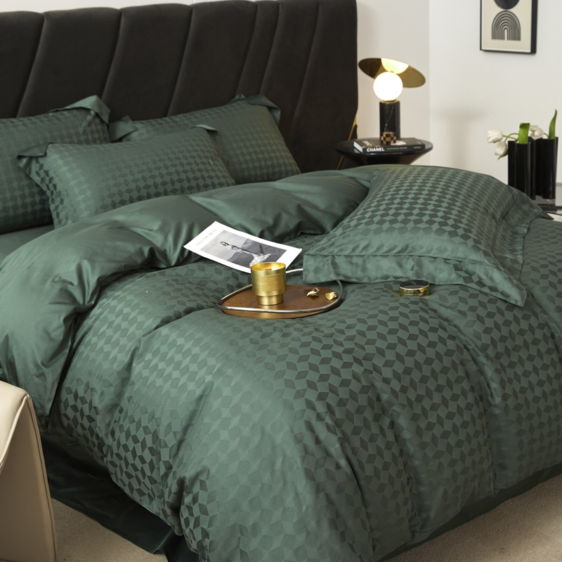 高档A类10f0支长绒棉提花四件套全棉裸睡床单被套欧式轻奢床上用