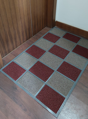 力九和丝圈棋盘垫简约格子玄关垫入户门口地垫厨房垫卧室塑料地毯