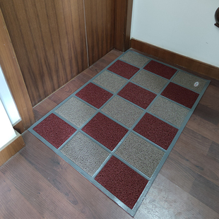 力九和丝圈棋盘垫简约格子玄关垫入户门口地垫厨房垫卧室塑料地毯