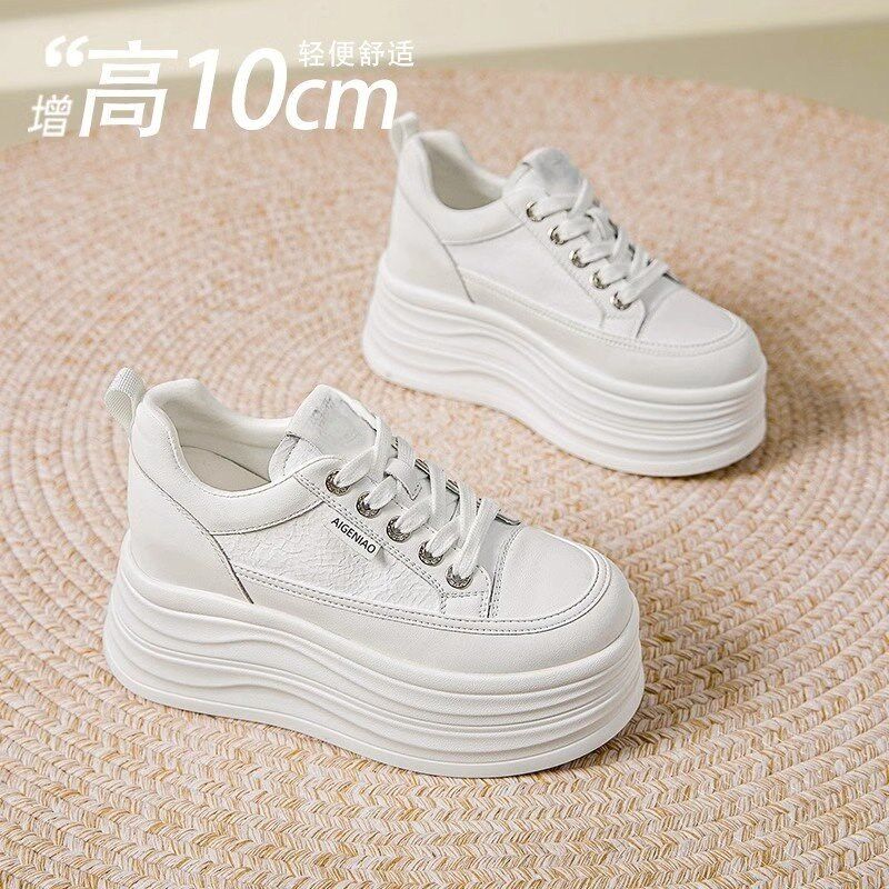 8cm小白鞋女2025秋季新款厚底白色板鞋10公分小个子内增高女鞋子